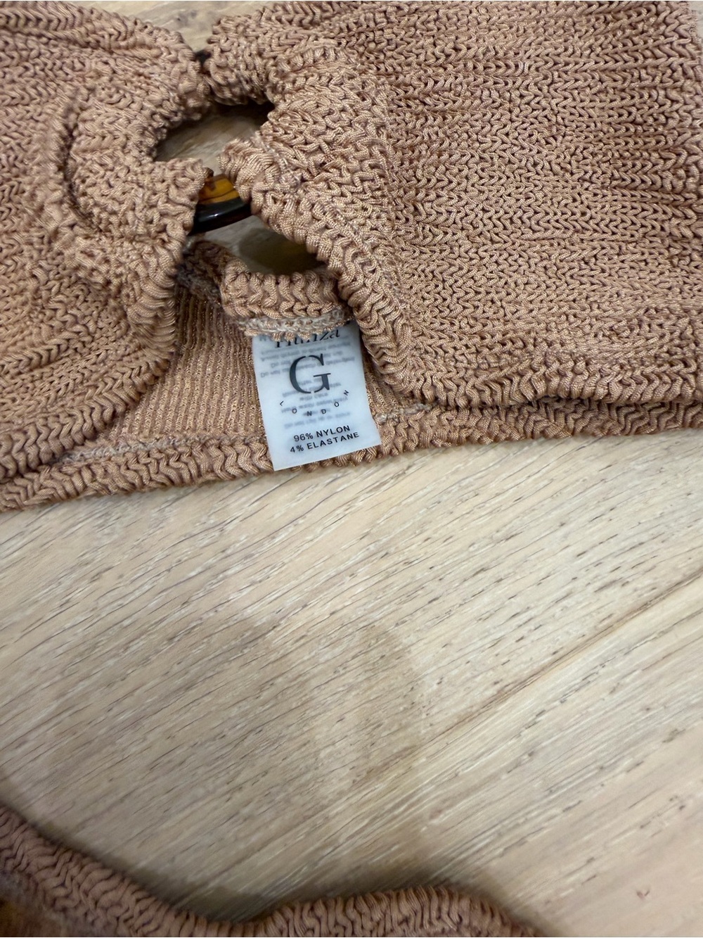 Hunza G Brown Textured Bandeau Bikini Set - Picture 3 of 4